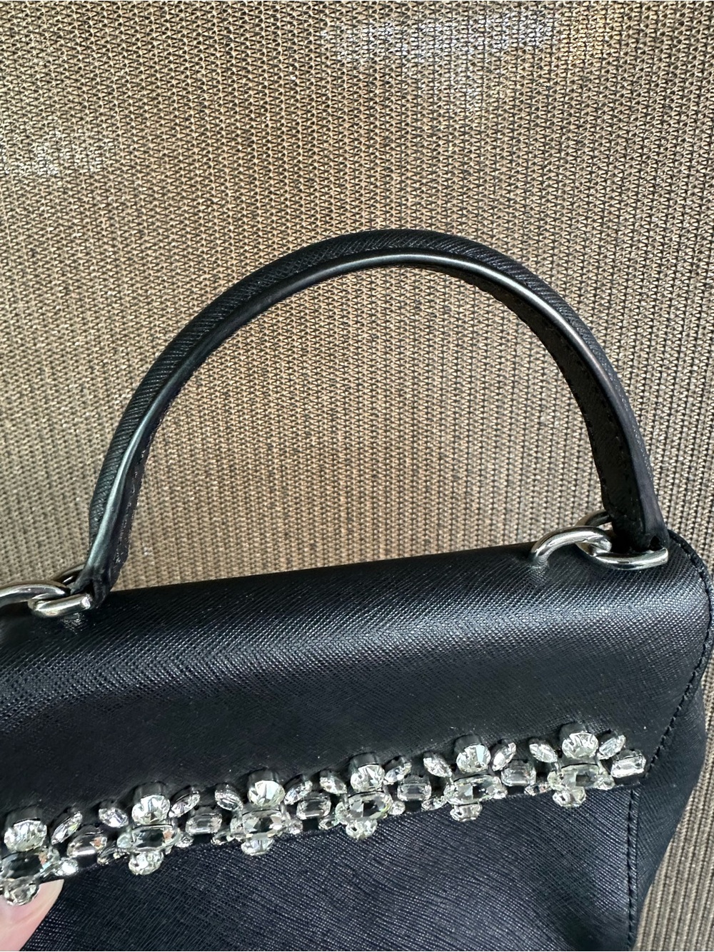 Michael Kors Black Top-Handle Satchel with Crystal Embellishment Small Bag - Picture 7 of 16